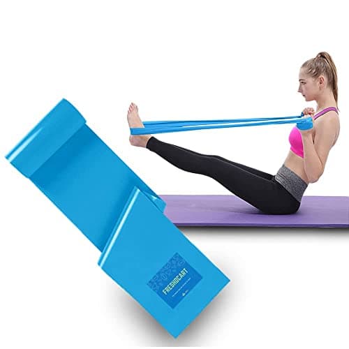 FreshDcart Rubber Resistance Band 1.5 Meter Stretching Belt for Workout, Yoga, Fitness Training, Home Gym, Strength Building, Flexibility Exercises for Men & Women (Blue)