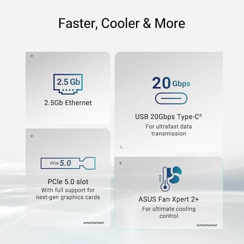 ASUS Prime B860M-A Intel mATX Motherboard, 7+1+1+1 80A DrMOS Power Stages, DDR5, PCIe 5.0, 2xM.2 Slots, Realtek 2.5Gb Ethernet, Dual DisplayPort, HDMI,Rear USB 20Gbps Type-C 5