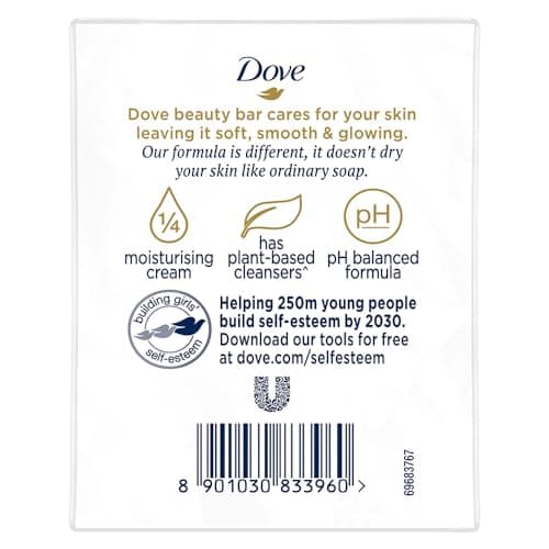 Dove Cream Beauty Bathing Soap Bar 125g (Combo Pack of 6) | With Moisturising Cream for Softer Skin & Body, Nourishes Dry Skin more than Ordinary Soap 4