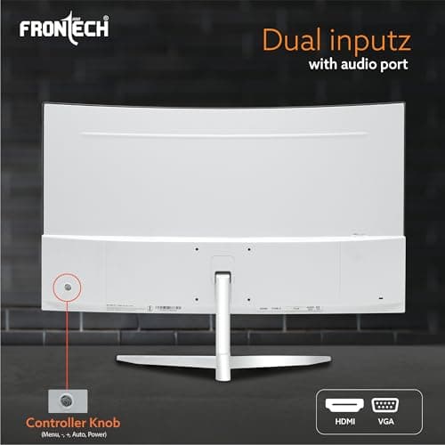 FRONTECH Ultima Series 24 Inch Curved LED Monitor| Refresh Rate 100Hz, VA Panel, 1800R Curve | Full HD 1080p, Bezel Less Design | HDMI & VGA Ports (MON-0080, White) 5