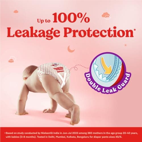 Huggies Complete Comfort Wonder Pants | Pant Style Baby Diapers New Born / XS Size, 48 Count | India's Fastest Absorbing Diaper, Patented Dry Xpert Channel, Ideal for 0-5 Kgs 5