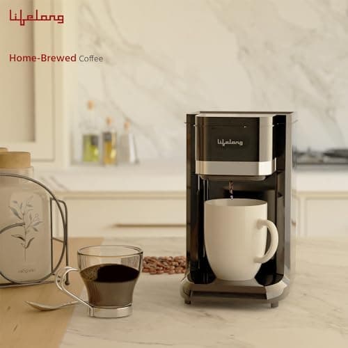 Lifelong Single Cup Coffee Maker- 350 W Coffee Machine for Single Serve, Rapid Coffee Brewer Technology with 125ml Ceramic Cup- Detachable Coffee Filter- Coffee Maker Machine for Home (Black,LLCMK910) 2