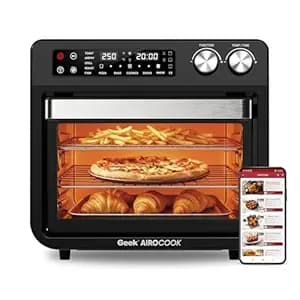 Geek AiroCook Torix 25 Litre Smart Air Fryer Oven | Fry with 85% Less Oil | Stainless Steel OTG Airfryer for Kitchen | Grill, Bake, Toast, Airfry, Rotisserrie | 1-Year Warranty | 1800W