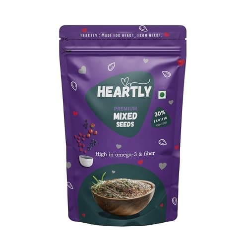 Heartly 5-in-1 Mixed Seeds 200g | Chia, Flax, Pumpkin, Sunflower & Watermelon Seeds Mix | High Protein Omega-3 & Fiber Superfood | Healthy Snack for Weight Loss, Heart & Immunity Support | Raw Natural