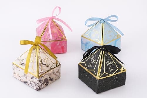 Little Blooms Gift Box With Ribbon - Decorative Hamper Boxes for Gift Empty, Multipurpose Foldable Gift Packing Box for Hamper - Perfect for Weddings, Birthdays, and Special Occasions (Mix, Box-20pcs)