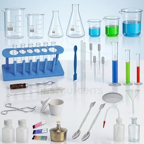 SBT Chemistry Lab Kit 40 Items | Borosilicate Glass & Plastic Laboratory Equipment Set | Science Experiment Kit for Students, Schools, Colleges & Educational Labs