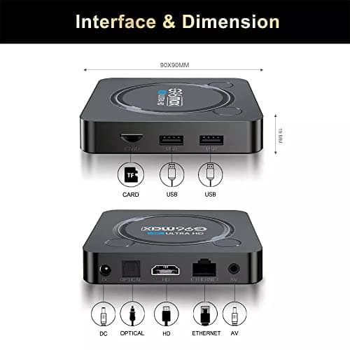 AUSHA® G96 MAX 4K Box with Amlogic S905W2 Processor, 4GB Ram 32GB ROM, Android 11, Dual WiFi (2.4g+5g), Rotation Enabled, Bluetooth & Voice Support 3