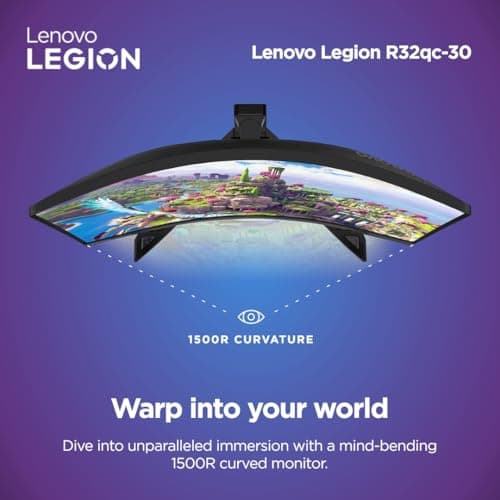 Lenovo Legion-R32qc-30 | 32" (81.2cm) QHD 180Hz Curved Gaming Monitor | 0.5ms, AMD FreeSync, 99% sRGB, 3Wx2Speaker, 2xHDMI 2.1 TMDS, 1xDP 1.4| Tilt, Swivel, Pivot, Height Adjust | Black | 67C8GAC1IN 3