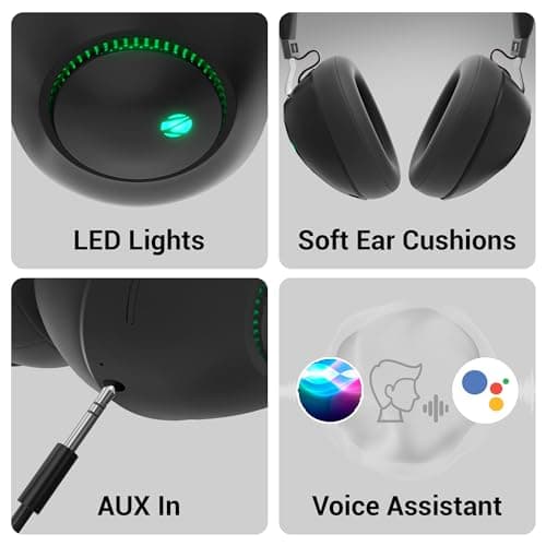ZEBRONICS Duke Over Ear Wireless Headphone with Up to 60h Backup,Supports Bluetooth,Dual Pairing,Gaming Mode,Environmental Noise Cancellation (ENC),LED Lights,Deep Bass,Voice Assistant Support (Black) 6