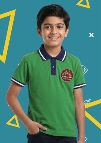 EASILIX Kendra Vidyalaya T-Shirt | House Dress | 3-18 YRS | School Uniform (in, Age, 5 Years, 6 Years, Green) 3