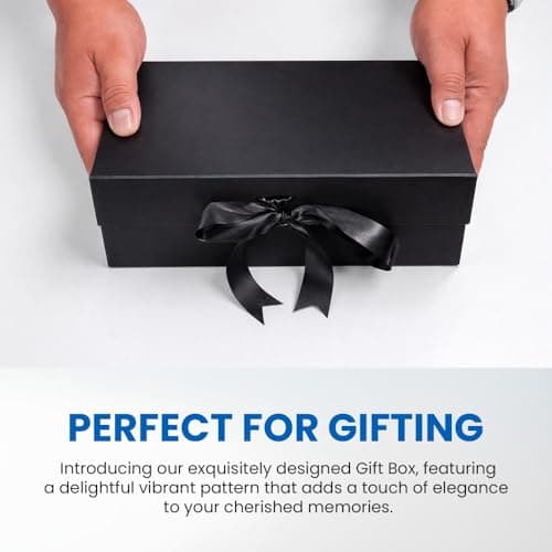 Gift N Greet Party Gift Box with Satin Ribbon | Multipurpose Gift Hampers | Luxury Rigid Folding Box for Birthday, Anniversary, Wedding, Valentine, Corporate & Personal Gifting | Large Size, Black 4