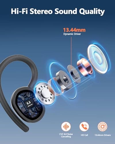 Ear Buds Wireless Bluetooth Earbuds Sport 2026 New Bluetooth 5.3 Headphones with LED Display 128H Playtime Powerful Bass Over Ear Earphones with Earhooks IP7 Waterproof for Gym/Running/Workout 4
