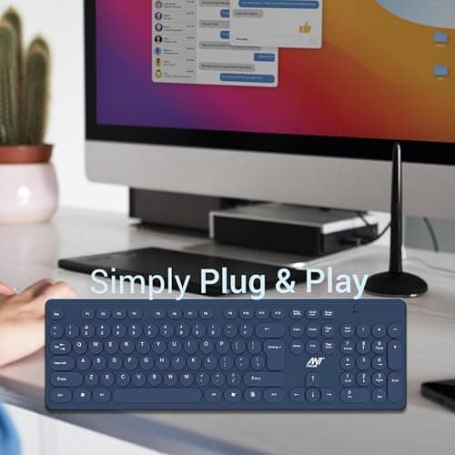 Ant Value FKBRI05 Wireless Keyboard Mouse Combo - 2.4Ghz Aesthetic Quiet Keyboard and Mouse Wireless - 104 Keys Full Size Ultra-Thin Keyboard for Laptop, Computer, PC, Notebook, Windows, Mac OS (Blue) 4