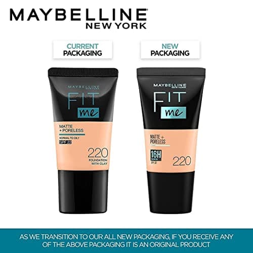 Maybelline New York Liquid Foundation, Matte & Poreless, Full Coverage Blendable Normal to Oily Skin, Fit Me, 220 Natural Beige, 18ml 2