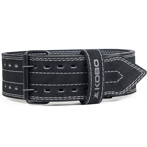 Kobo 10 mm Prong Gym Belt For Weight Lifting Fitness, Seude Leather, 4” Wide Back Support, 8 Adjustable Dual Holes, Powerlifting Bodybuilding Deadlift Squat Workout Strength Training, Men Women WTB-05 5