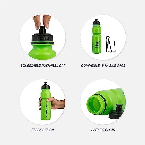 Amazon Brand - Symactive Leakproof Unbreakable Squeezable Sports Sipper Water Bottle with Push/Pull Cap | Anti-Slip Grip | LDPE Material | BPA-Free | 800 ml | Green 4