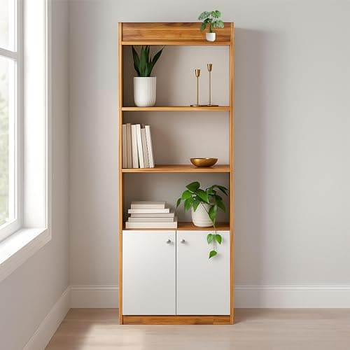 Callas Wooden Bookshelf with Display Unit Cabinet | Engineered Wood Bookcase for Living Room, Bedroom, Office | 1 Year Warranty with Free Installation 4