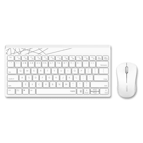 Rapoo 8000S Keyboard and Mouse Set Wireless 2.4 GHz 1300 DPI for Windows/iOS/Android,Tablet/Smartphone - 3 Years Warranty Combo- White