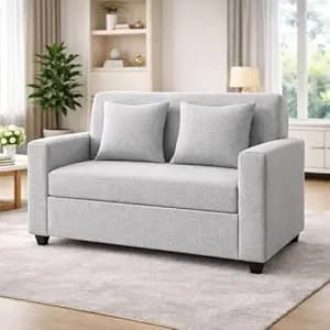 KENDALWOOD Furniture 2 Seater Sofa | Fabric 2 Seater Sofa Set | Sofa for Living Room & Home | Furniture for Office & Hotels | Fabric Color - Light Grey