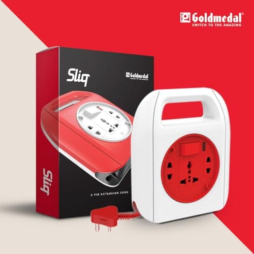 Goldmedal Sliq 3 Pin Plug with 4-Meter Cable Extension Cord | Master Switch & LED Indicator | Universal Socket | Ultra-Smooth Rotation Extension Board for Home and Office 2
