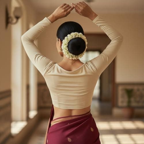 Women's Beige Color Boat Neck Full Sleeve Cotton Crop Top's|Choli Blouses for Women|Readymade Blous and Croptop for Saree 3