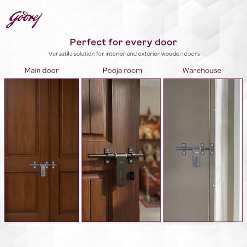 Godrej Door Fittings | Aldrop for Main Door (10 inch, Matte Black) | Premium SS Latch/Kadi for Left or Right Handed-Doors | Aldrops for Double Doors, Home, Bedroom, Puja Room | Size 250 X 14 mm 5