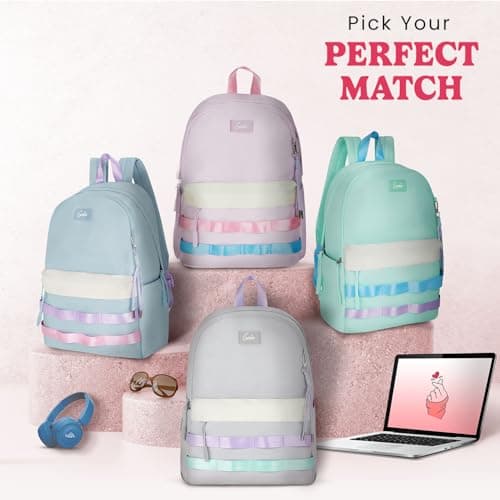Genie Kpack Laptop Backpack for 15.6 Inch Laptop, Grey | Spacious College & Office Backpack for Women & Girls 4