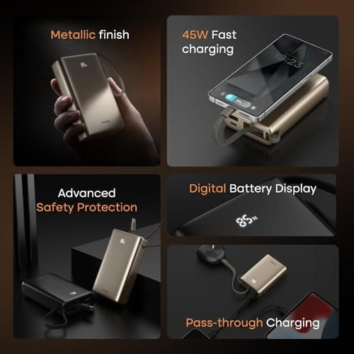 Noise Power Bank 20000mAh 45W Ultra Fast Charging: Built-in Type-C Cable, Digital Battery%, Advanced Safety Protection, Metallic Finish, Triple Device Charging, PD 3.0, BIS Certified (Green) 3