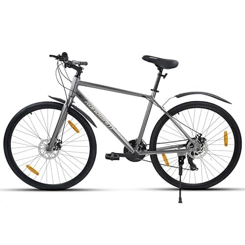 ROADGIANT BRO-Code 700C Hybrid Bicycle | Dual Disc Brake | 21 Speed Shimano | Aluminum Frame | Light Weight | Unisex | for All-Terrain Riding | Grey 2