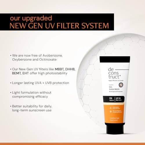 Deconstruct 5% Vitamin C Gel Sunscreen for Oily Skin SPF 50 PA++++ | Brightens Skin Tone | New Gen UV Filters | Lightweight & Non-greasy | In vivo tested | For Men & Women - 50g 4