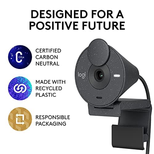 Logitech Brio 300 Full HD Webcam with Privacy Shutter, Noise Reduction Microphone, USB-C, Certified for Zoom, Microsoft Teams, Google Meet, Auto Light Correction - Graphite 5