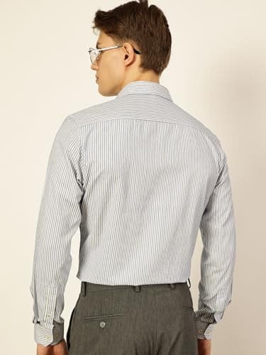 Thomas Scott Men's Cotton Pinstripes Formal Shirt(TS1568_DarkGreen_XL) 3