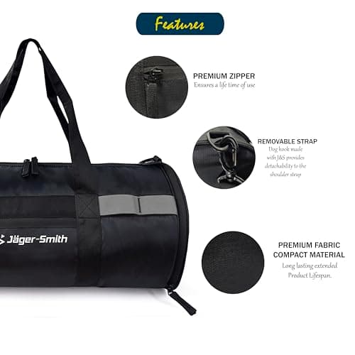 Jager-Smith JSGB401(Black,Grey) Unisex Gym Bag with Shoe Compartment | Front Pocket 4