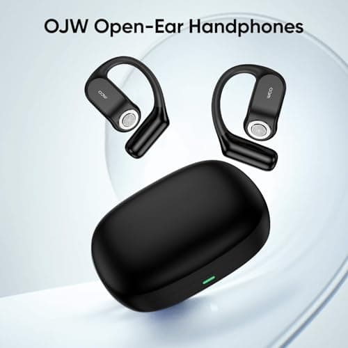 Open Ear Headphones, OWS Open-Ear Bluetooth Headset with Mic, Bluetooth 5.4, IPX7 Waterproof, Lightweight Sport Earhooks Wireless Earbuds for Sport, Gym, Cycling, Compatible with iPhone & Android 4