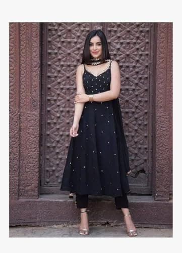 Parul tendz Women’s Embroidery Dress Set with Sleeveless Kurta, Straight Pants and Dupatta for Festive Party Casual Ethnic Style (IN, Alpha, M, Regular) 4