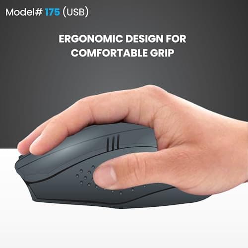 ProDot Wired Mouse - Ergonomic Design, Precise Tracking, Universal Compatibility - Ideal for PC, Mac, Gaming, and Office Use (MU-175, Black) 4