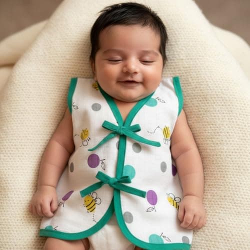 V2M Cotton Jhabla New Born Baby Clothes 0-3 Months Combo Set | Baby Clothes Set 0-3 Months | Newborn Baby Dress Cotton Soft | New Born Baby Girl & Boy Dress Gift Set (Multicolor, 0-3M) 2
