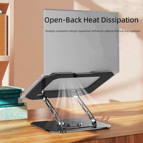 ELITEWAVE Adjustable 360° Rotating Laptop Stand with Heavy-Duty Metal Base – Foldable Portable Desk Mount Holder for MacBook, Dell, HP, Lenovo & More 3