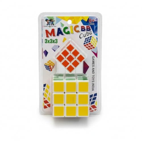 Games and Toys India Magic CBB 3x3x3 Speed Cube, Professional Smooth-Turn Educational Puzzle, BIS Certified Safety Plastic, Multi-Color Brain Teaser for Kids & Adults (Pack of 1) 3