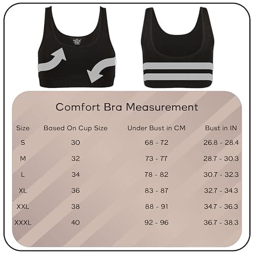 Lavos Bamboo Cotton Comfort Sleeping Bra for Women, Slip On Bras to Wear at Home, Non-Padded & Non-Wired Sports Bras, Full/High Coverage, Soft Comfortable & Breathable Broad Strap Bra 2