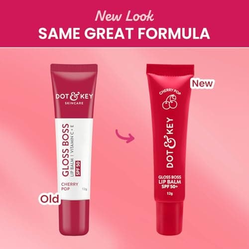 Dot & Key Cherry Lip-Balm SPF 50 (12gm) | Moisturization |For Smooth and Brightening | Shea Butter with Vitamin E | Tinted Lip-Balm for Glossy, Buttery Soft Lips | with Vitamin C for Dark Lips | For W 2