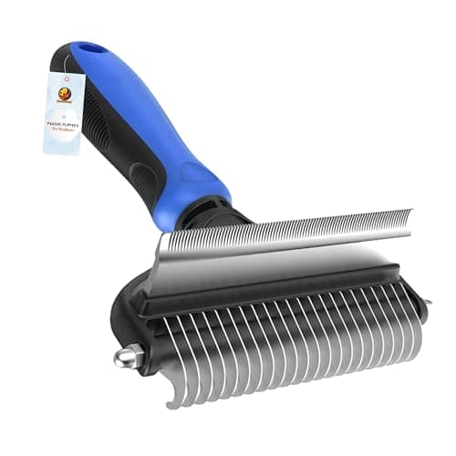 Foodie Puppies Dog Brush Comb Deshedding Tool & Dematting Undercoat Rake for Mats & Tangles Removing, Pet Brush, Great for Short to Long Hair Small Large Breeds (2in1 Dematting Tool)