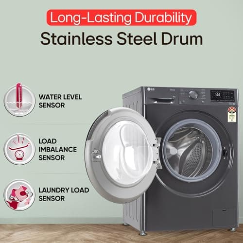 LG Smart Choice, 9 Kg, 5 Star, AI Direct Drive Technology, Steam, 6 Motion DD & Wi-Fi Fully-Automatic Front Load Washing Machine (FHP1209Z5M, Intelligent & Convenient Fabric Care, Middle Black) 3