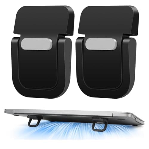 Flavizo 2PCS Portable Mini Laptop Stand – Adjustable Alloy Keyboard Riser with Rubber Feet and Non-Slip Pads, Lightweight Holder for Desk (Black)