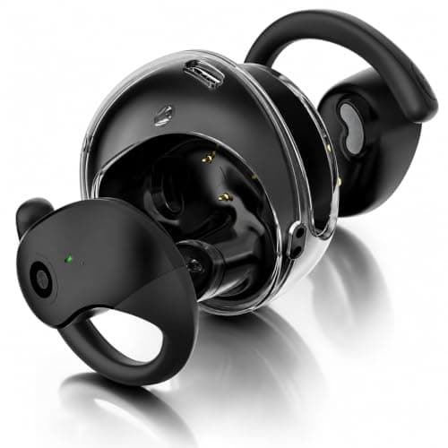 VEHOP Glide OWS Open Ear Wireless TWS Earbuds, Custom EQ, Bluetooth 5.4 Earphones, 50H Playtime, Fast Charging Case, 50ms Low-Latency Gaming & Touch Controls Midnight. Black
