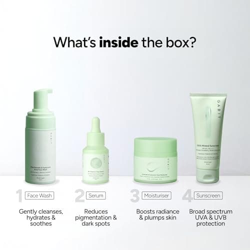 Gabit Fantastic Four Gift Box | Complete Skincare Routine Combo/Kit for Women & Men with Vitamin C Serum, Ceramide Moisturiser, Mineral Sunscreen & Niacinamide Face Wash | Perfect Gift for Anniversary 3