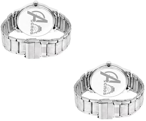 Acnos® Premium Stainless Steel Analog Watch for Men Combo Pack of 2 Arrival Black Silver 3