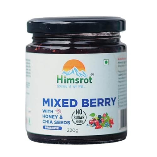 Mixed Berry Preserve with Honey & Chia Seeds | Smooth Fruit Spread for Breakfast | Made with Real Mixed Berries & Pure Honey | No Added Preservatives or Artificial Colors | 220g