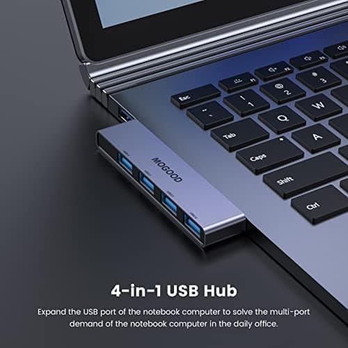 MOGOOD USB Hub For Laptop,USB Hub 3.0 USB Splitter Ultra-Slim Data USB Hub [Charging Not Supported] Multi USB Port Expander Adapter Station For Laptop,Windows PC,Mac,Printer,Flash Drive,Mobile HDD 2