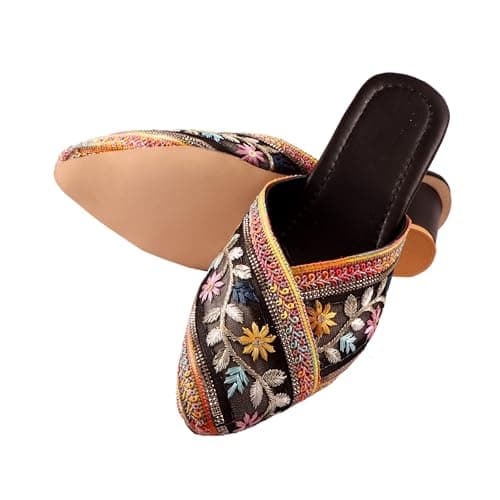 Ethinic embroidry Juti (UK Footwear Size System, Adult, Women, Numeric, Medium, 4.5)